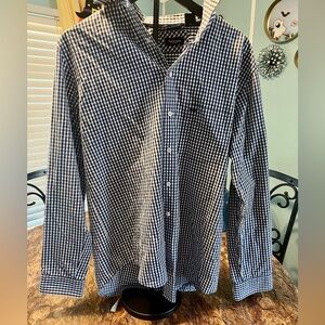 Van Heusen Navy and White Gingham Shirt size Medium